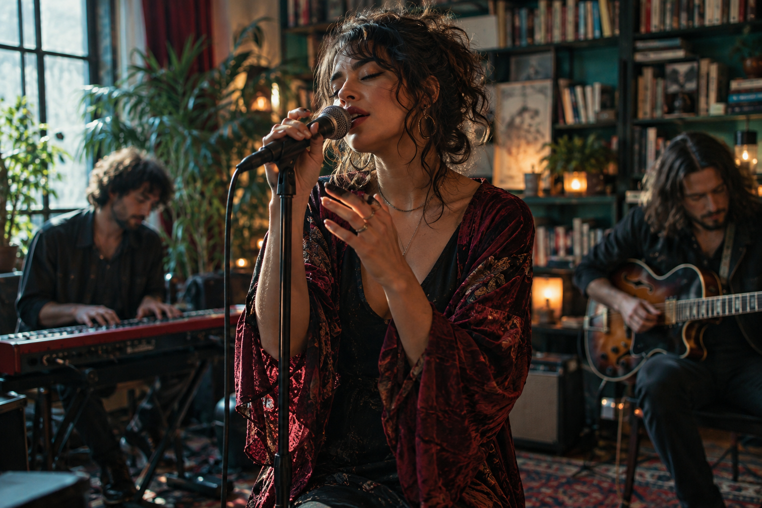 AI-generated concept of an intimate concert, not a generated customer video